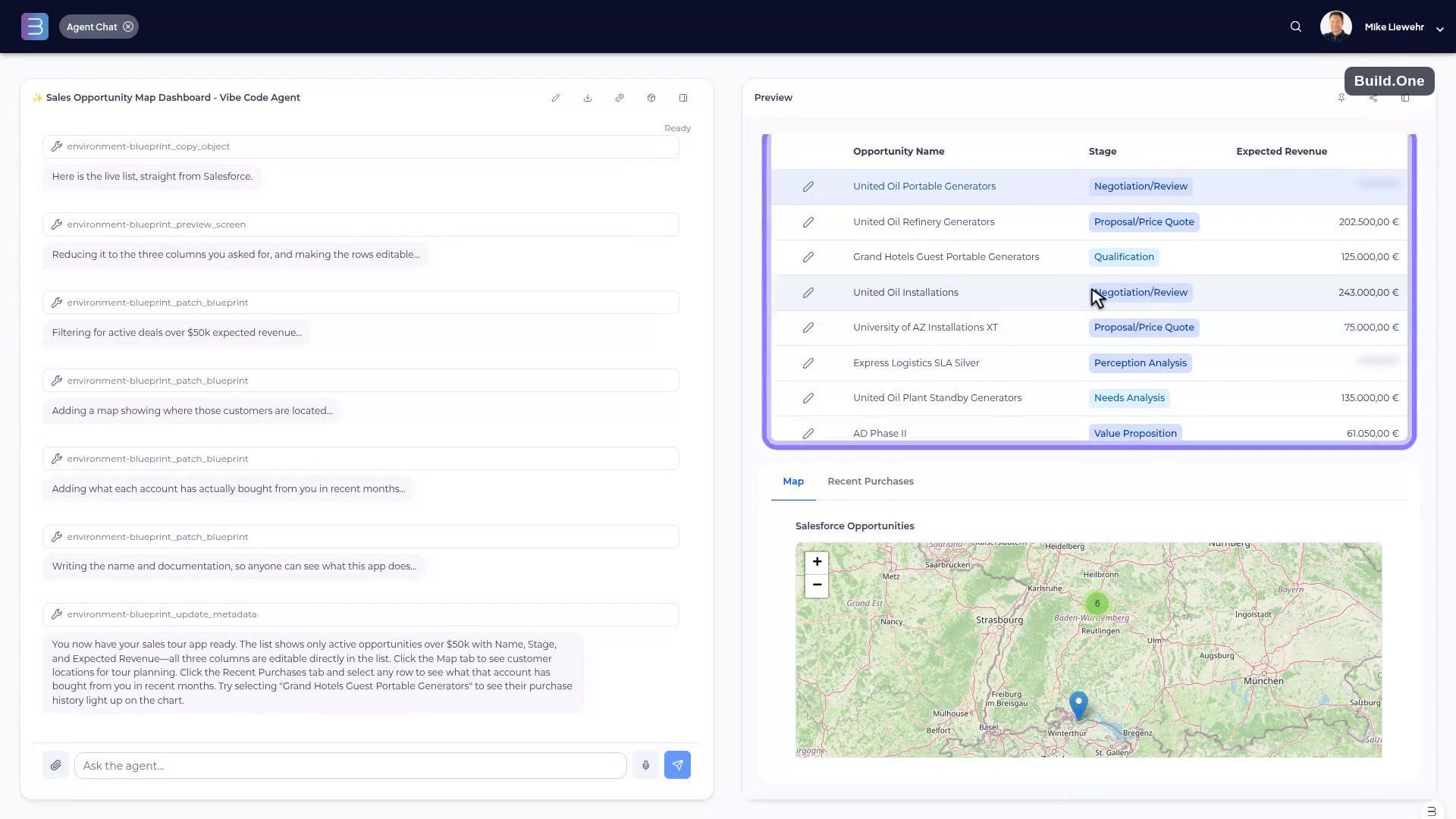 B1 product demo — build an app by asking, governed by IT